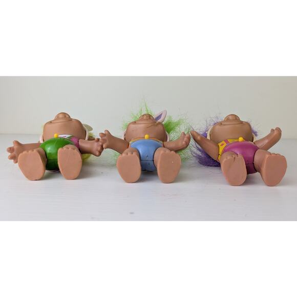 VTG 1992 Soma Troll Easter Bunny Troll Dolls Set 3 Light Up Eyes 4" Not Working - Picture 5 of 6
